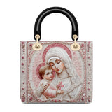 Catholight Sacred Serenity: The Madonna’s Tender Embrace Lady Leather Bag