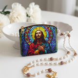 Catholight Glorious Christ Leather Rosary Pouch