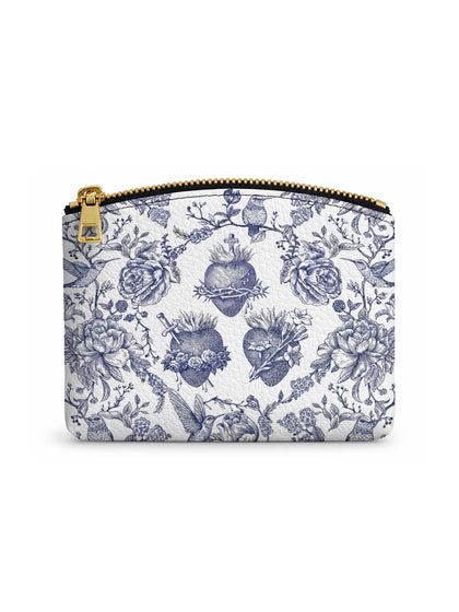 Catholight Sacred Elegance: Blue and White Devotion Leather Rosary Pouch