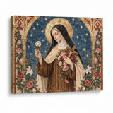Catholight St. Thérèse of Lisieux Shower of Roses Canvas Wall Art