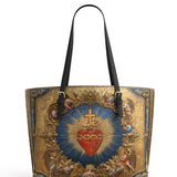 Catholight Sacred Heart of Divine Love Leather Tote Bag