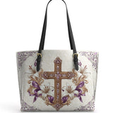 Catholight Faith & Florals Leather Tote Bag