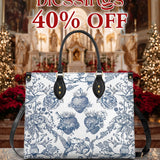 Catholight  Sacred Elegance: Blue and White Devotion Leather Bag