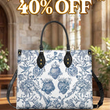 Catholight  Sacred Elegance: Blue and White Devotion Leather Bag