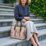 Catholight Roses of the Rosary Leather Tote Bag