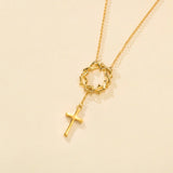 Catholight Crown of Thorns Cross Necklace in 18K Gold Vermeil
