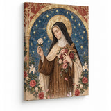 Catholight St. Thérèse of Lisieux Shower of Roses Canvas Wall Art