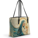 Catholight Divine Mother’s Embrace Leather Tote Bag