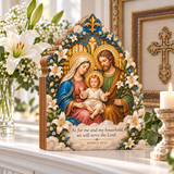 Catholight Wooden Faith Block - Holy Family As for Me and My Household
