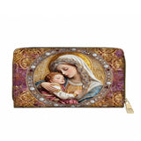 Catholight Porte-monnaie en cuir Divine Madonna et Enfant
