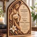 Catholight Wooden Faith Block - A Faithful Shepherd Priest Gift