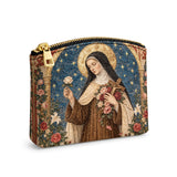 Catholight St. Thérèse of Lisieux Shower of Roses Leather Rosary Pouch