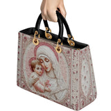 Catholight Sacred Serenity: The Madonna’s Tender Embrace Lady Leather Bag