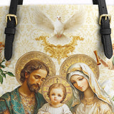 Catholight Holy Family Sacred Leather Tote Bag