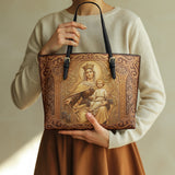 Catholight - Leather Tote Bag  Lady Of Mount Carmel