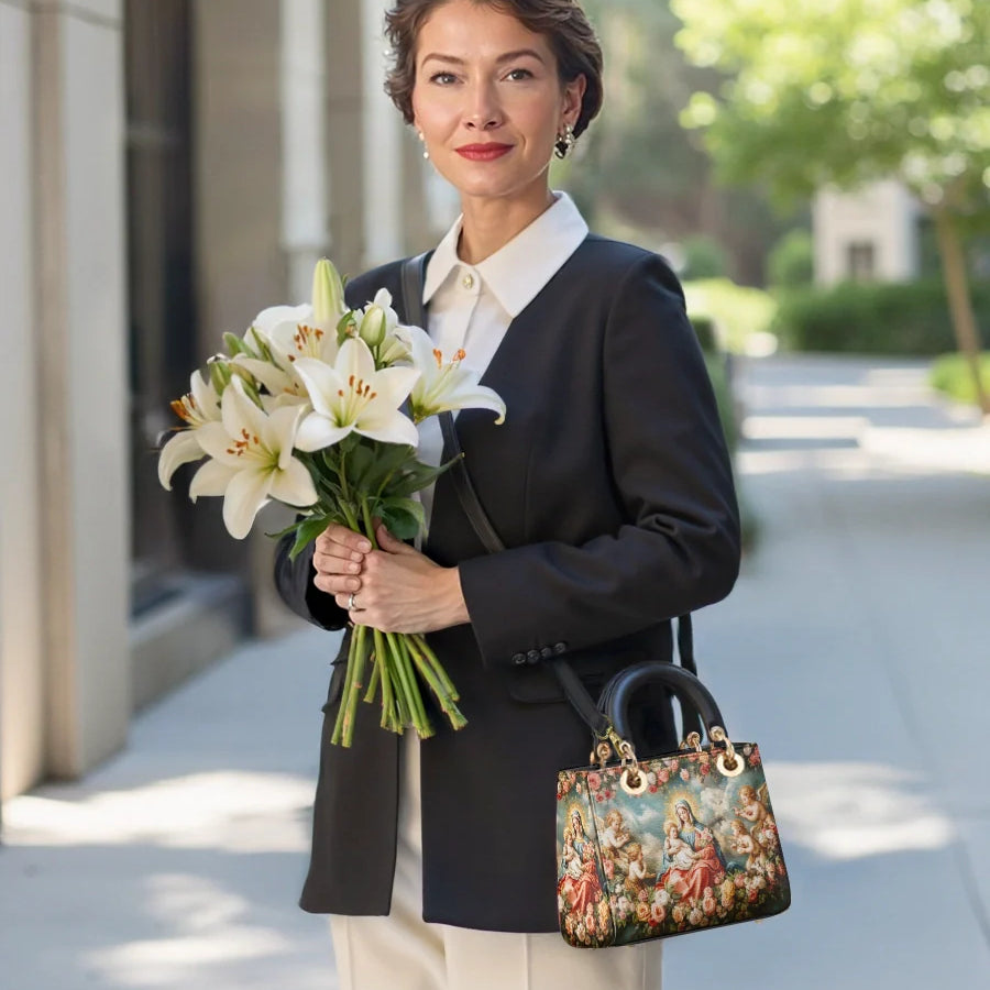 Catholight Halo Of Roses Lady Leather Bag