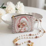 Catholight Sacred Serenity: The Madonna’s Tender Embrace Leather Rosary Pouch