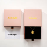 Catholight Blessed Virgin Mary Lily Portrait Necklace in 18K Gold Vermeil