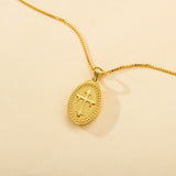 Catholight Sacred Heart of Jesus & Cross Protector Necklace in Gold Vermeil