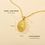 Catholight Sacred Heart of Jesus & Cross Protector Necklace in Gold Vermeil