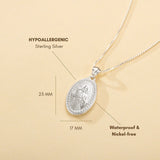 Catholight Sacred Heart of Jesus & Cross Protector Necklace in Sterling Silver