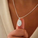 Catholight Sacred Heart of Jesus & Cross Protector Necklace in Sterling Silver