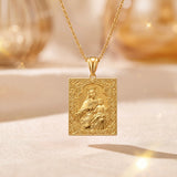 Catholight Our Lady of Mount Carmel Scapular Medal Necklace in 18K Gold Vermeil