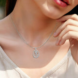 Catholight Openwork French Auspice Maria Necklace in Sterling Silver