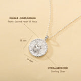 Catholight Sacred Heart and Cross Necklace in Sterling Silver