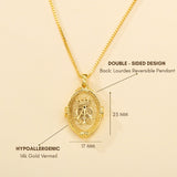 Catholight French Auspice Maria and Lourdes Reversible Necklace in Gold Vermeil