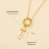 Catholight Crown of Thorns Cross Necklace in 14K Gold Vermeil/ Sterling Silver