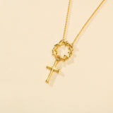 Catholight Crown of Thorns Cross Necklace in 14K Gold Vermeil/ Sterling Silver