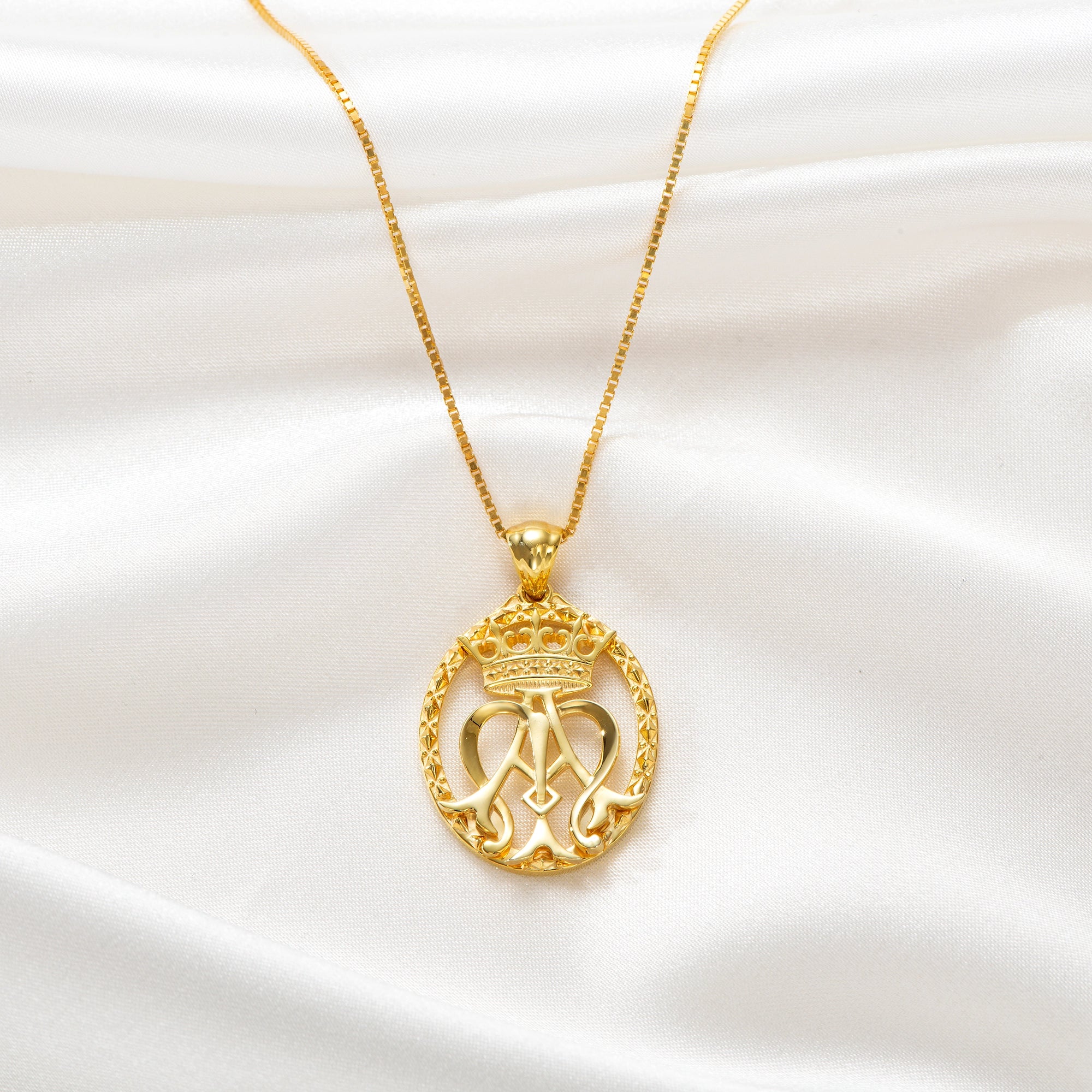 Catholight Openwork French Auspice Maria Necklace in 14K Gold Vermeil/ Sterling Silver