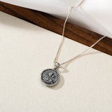 Catholight ST. Joseph and Three Heart Reversible Necklace in Oxidized Sterling Silver