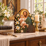 Catholight Wooden Faith Block - Saint Joseph The Lord Bless You