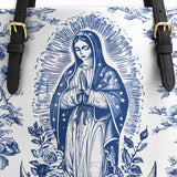 Catholight Sacred Serenity Virgin Mary  Leather Tote Bag