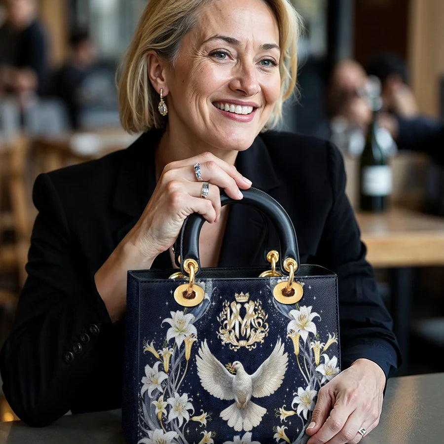 Catholight The Holy Spirit and Lily Devotional Lady Leather Bag