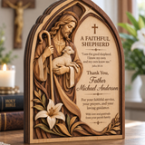 Catholight Wooden Faith Block - A Faithful Shepherd Priest Gift