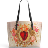 Catholight Sacred Heart of Grace Leather Tote Bag
