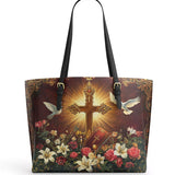 Catholight Radiance of the Cross Leather Tote Bag