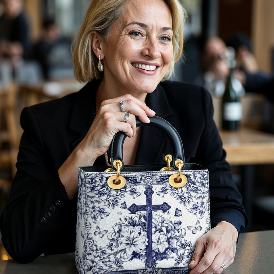Catholight The Cross Amidst Blooming Faith Lady Leather Bag