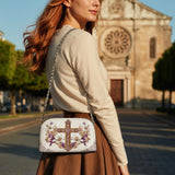 Catholight Faith & Florals Leather Crossbody Bag
