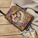 Catholight Porte-monnaie en cuir Divine Madonna et Enfant