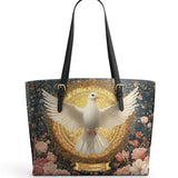 Catholight Dove of Eternal Light Personalized Leather Tote Bag
