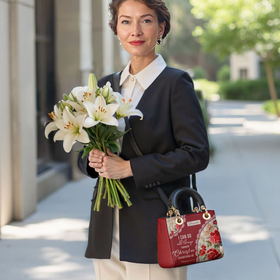 Catholight Blooming With Faith Personalized Lady Leather Bag