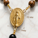 Catholight Carmel Faith Natural Wood & Black Agate Rosary