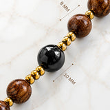 Catholight Carmel Faith Natural Wood & Black Agate Rosary