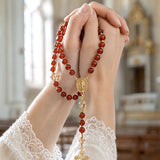 Catholight Precious Blood Red Quartz Rosary